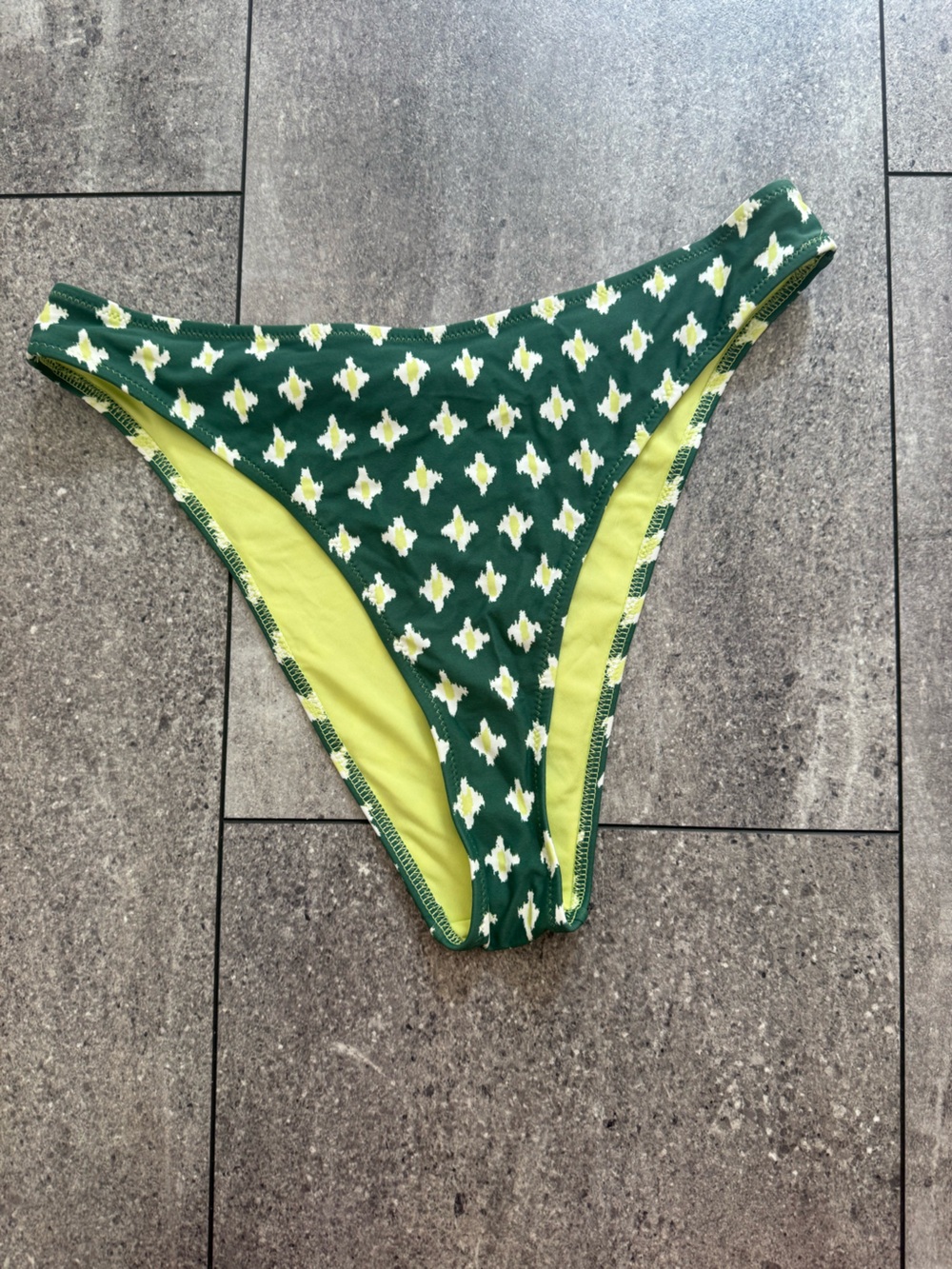 Aerie Green and Lime high rise cheeky bikini bottom